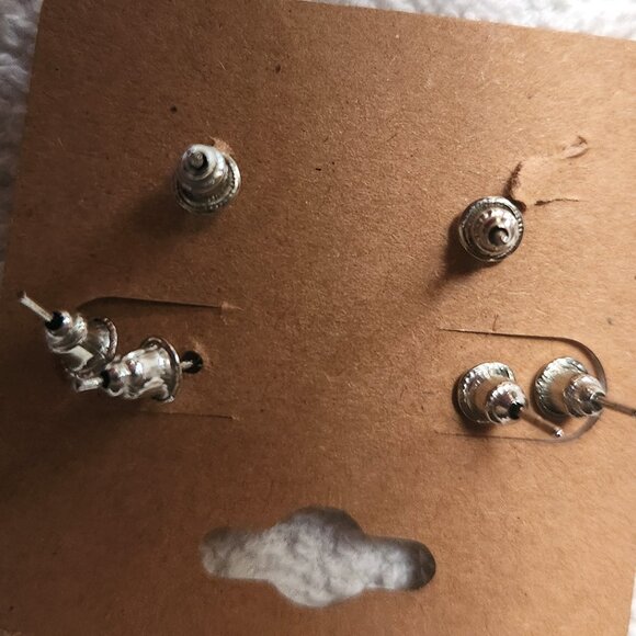 Silver Post Earrings - set of 3 - NEW - Picture 3 of 3